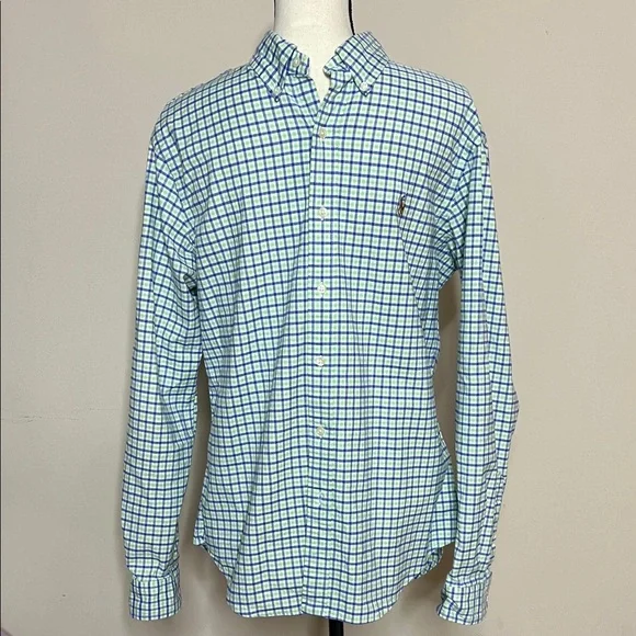 Ralph Lauren Blue and White Plaid Men's Shirt - Picture 1 of 10